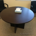 Brown / Taupe 42" Round Conference Meeting Table with Wood Base